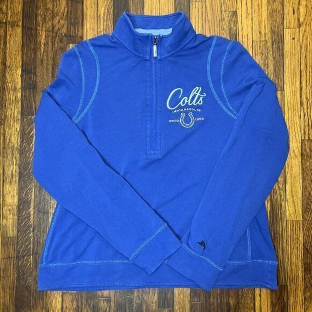 Indianapolis Colts Tommy Bahama Large Knit 1/2 Zip Sweater Sweatshirt Men's Blue